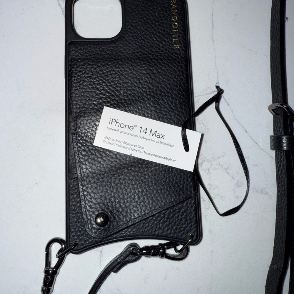 Bandolier Black Leather iPhone 14 Max Case